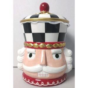 New~Rare Toy Soldier Ceramic Cookie Jar Large 12" HTF B & W Checkered